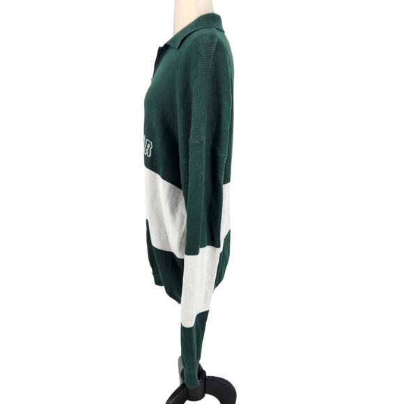 Pacsun Petal Knit Jumper – XL, White & Green, Slouchy Fit Unisex Rugby - Picture 3 of 8